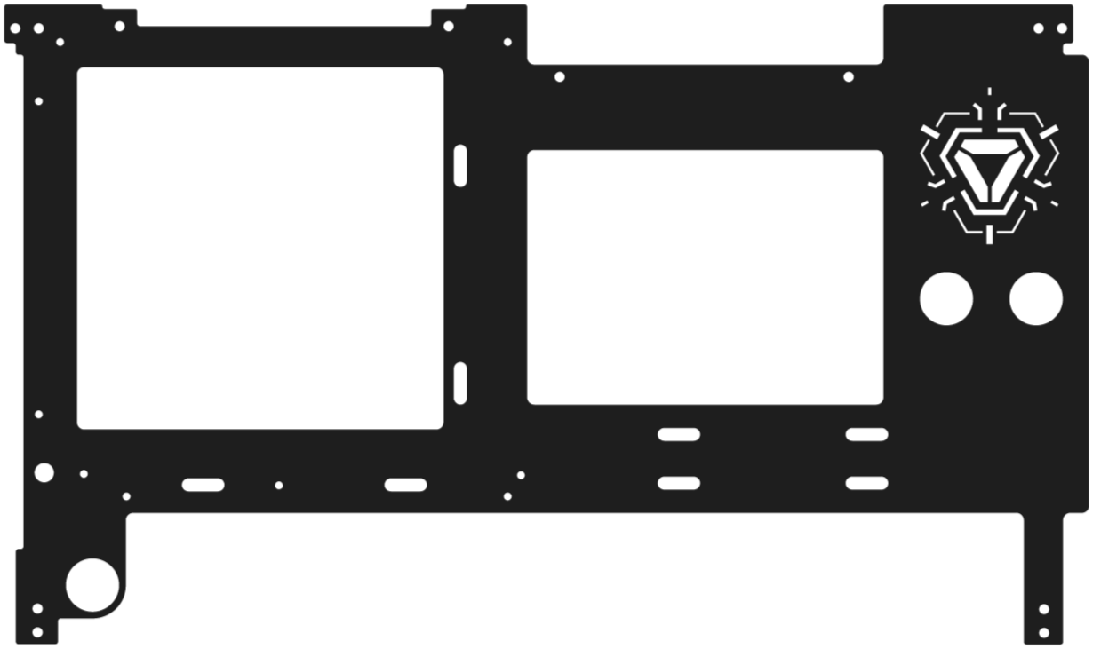 A graphics card with two large cooling fans, a geometric logo, and multiple ports.