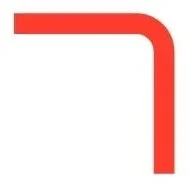 Red L-shaped object with rounded edges.