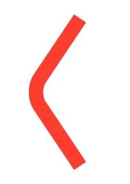 Red angular shape on a white background