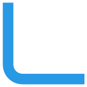 A blue geometric shape resembling a corner or an L-shaped object against a white background.