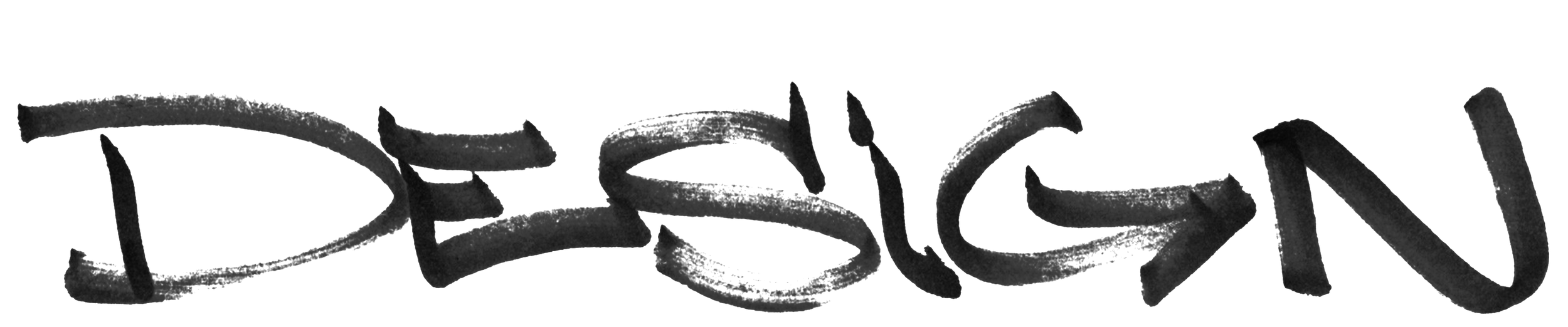 Black graffiti-style text spelling 'DESIGN' written on a white background.