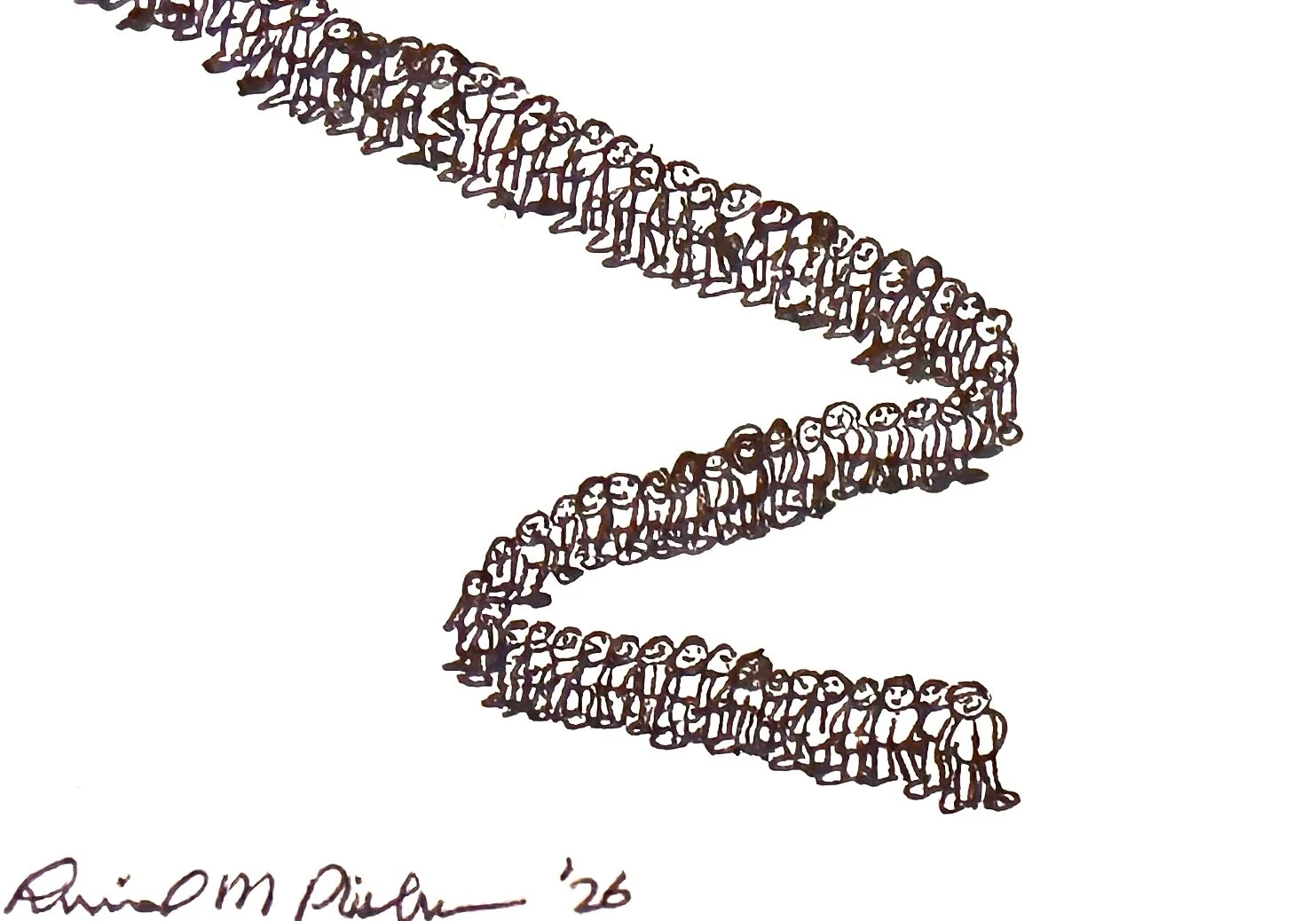 Little People in a "S" curve.
