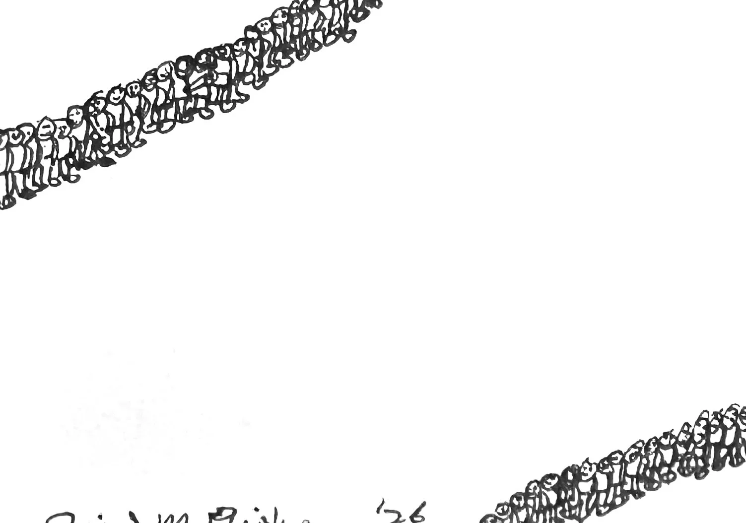 Two line of Little People.
