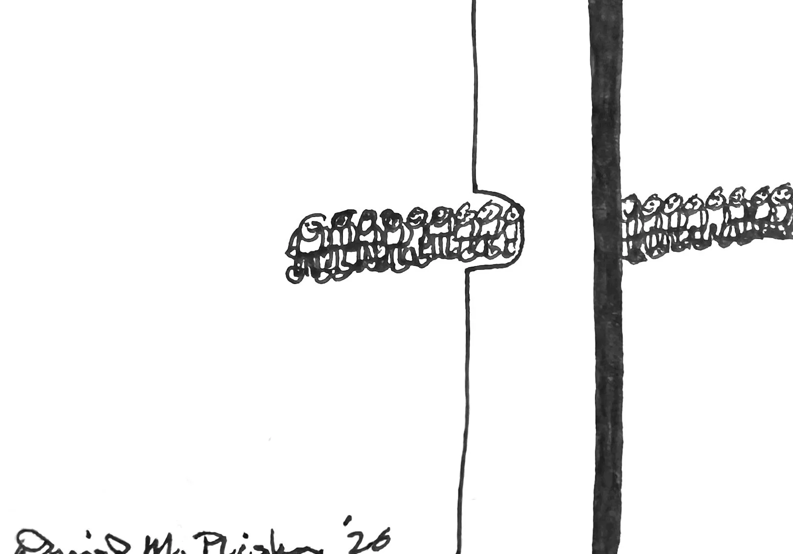 Little People going through a wall.