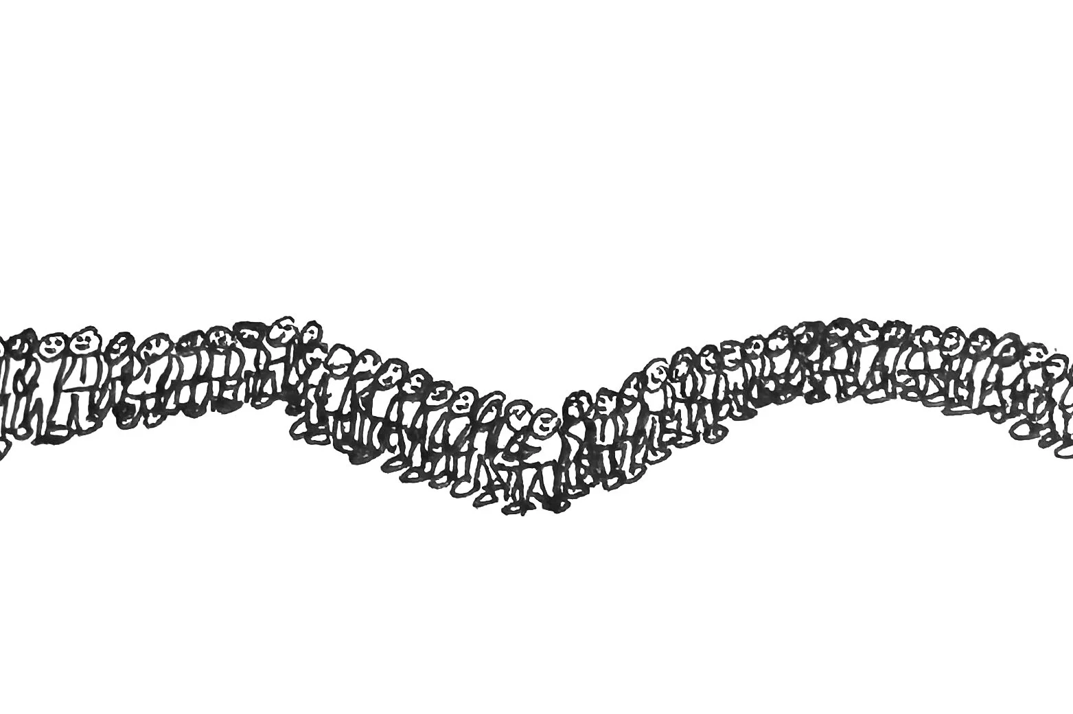 Little People in a "V" and a curve.