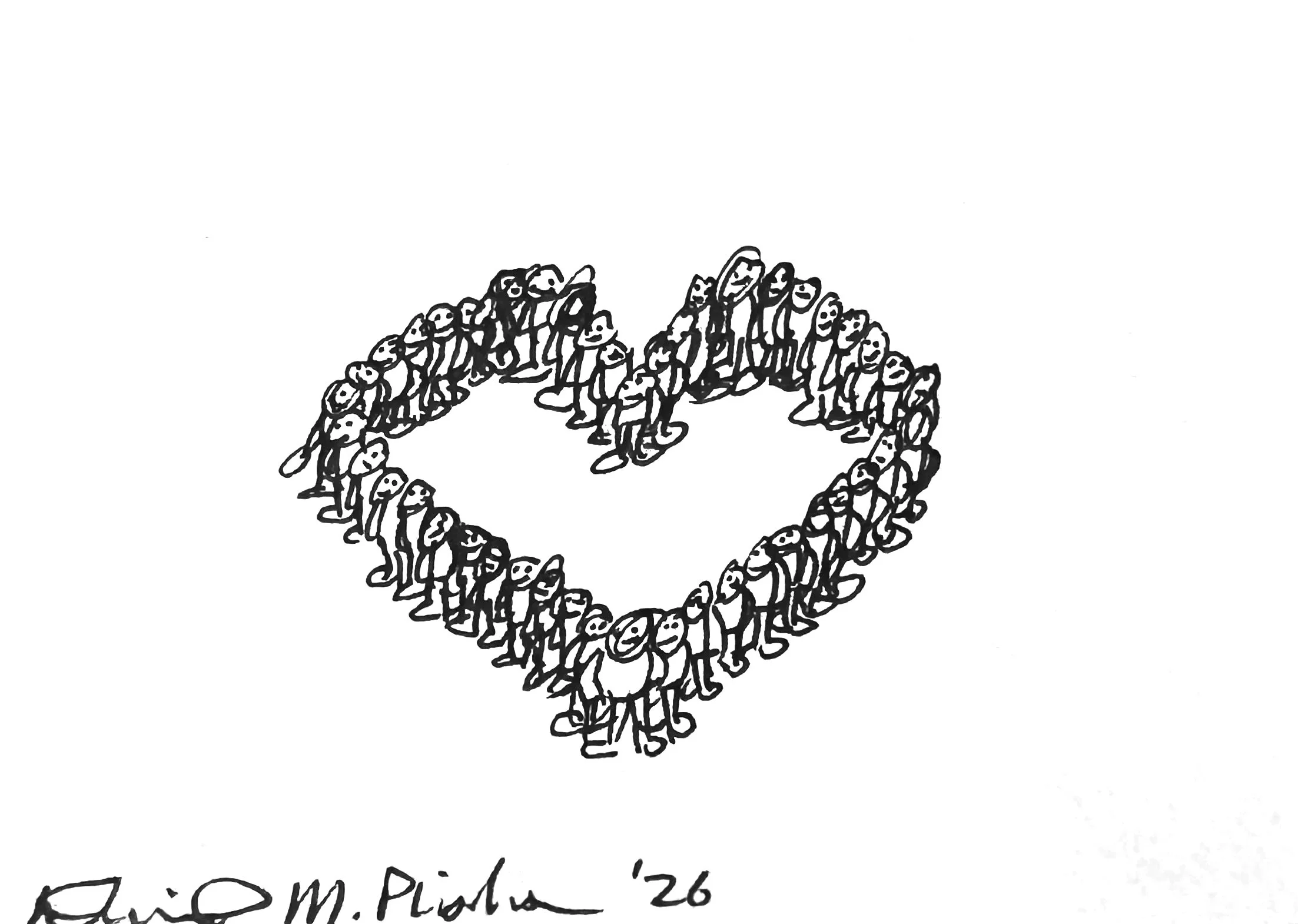 Little People standing in a Heart Shape