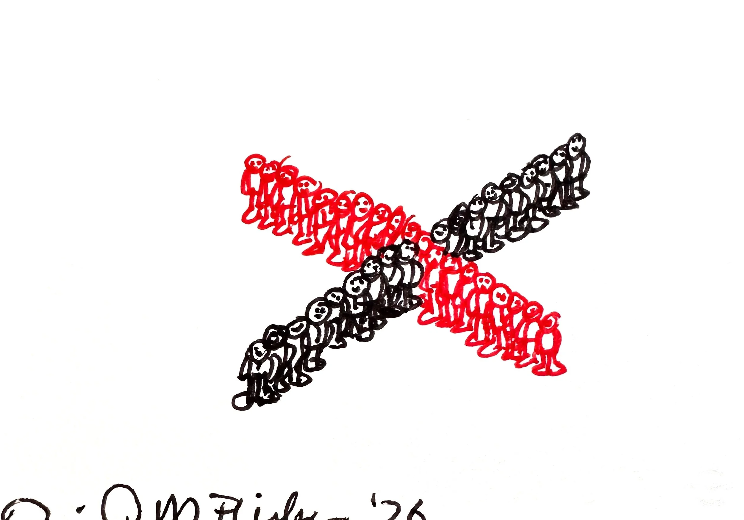 Little People in an "X" formation