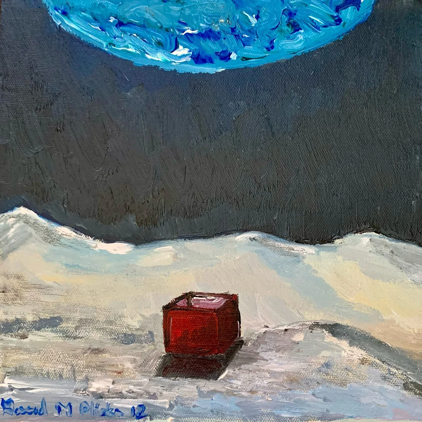 My Anxiety Box on the Moon. Acrylics on board.