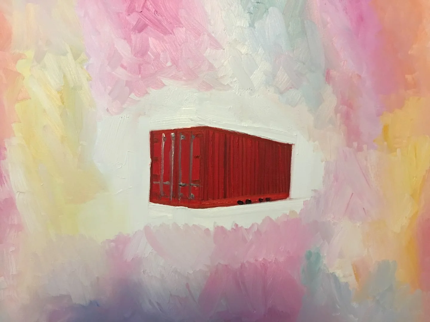 My Anxiety Shipping Container. Oil on canvas.