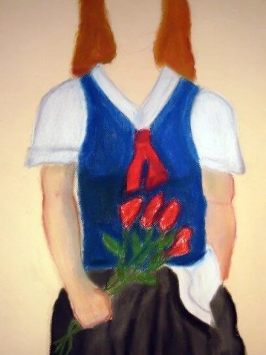 Girl with flowers. Pastels on Canson paper.