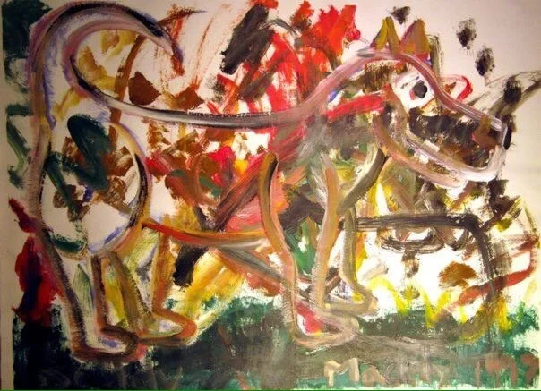 Dog, painted with a 2 year old