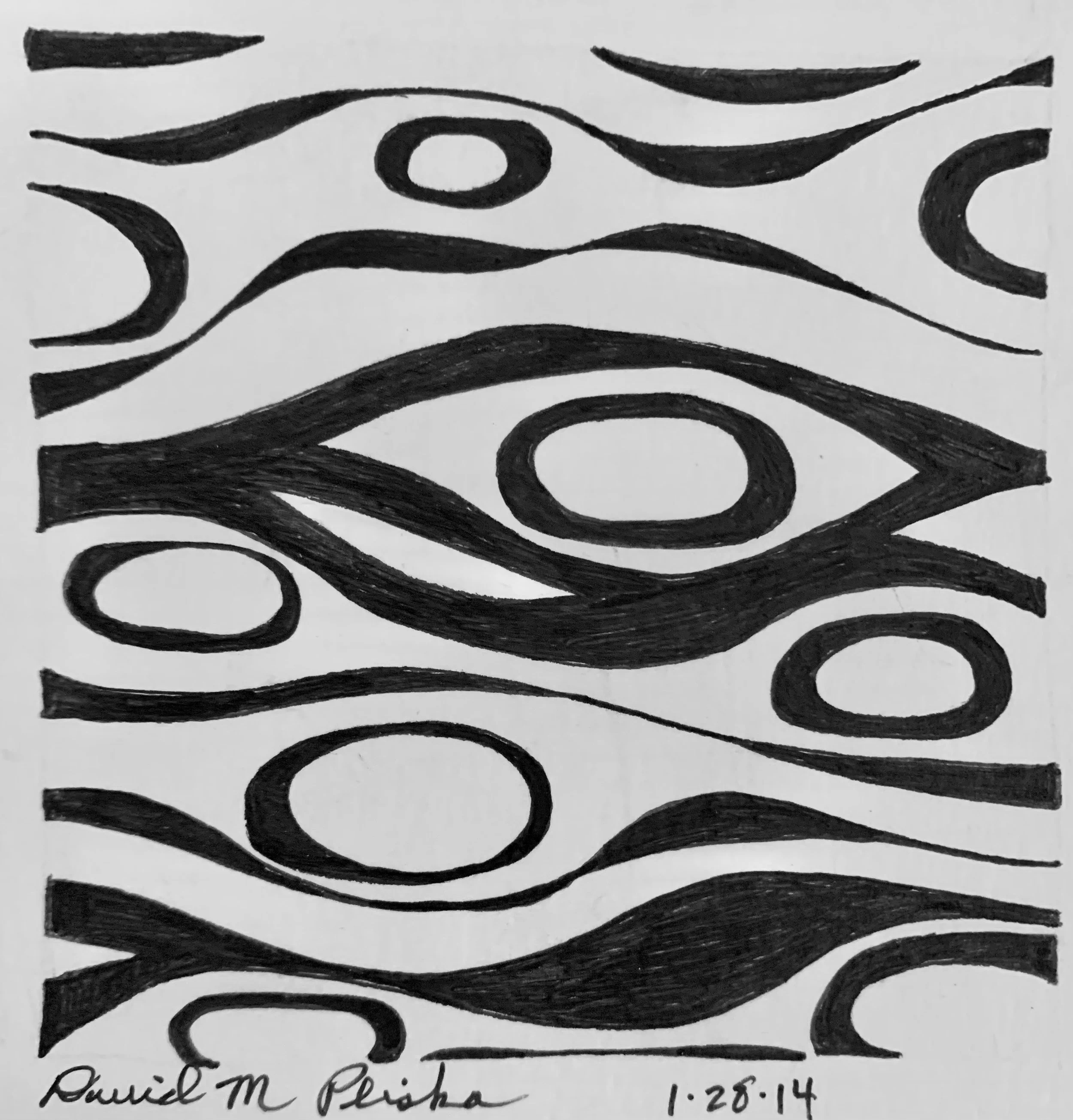 Black circles and waves