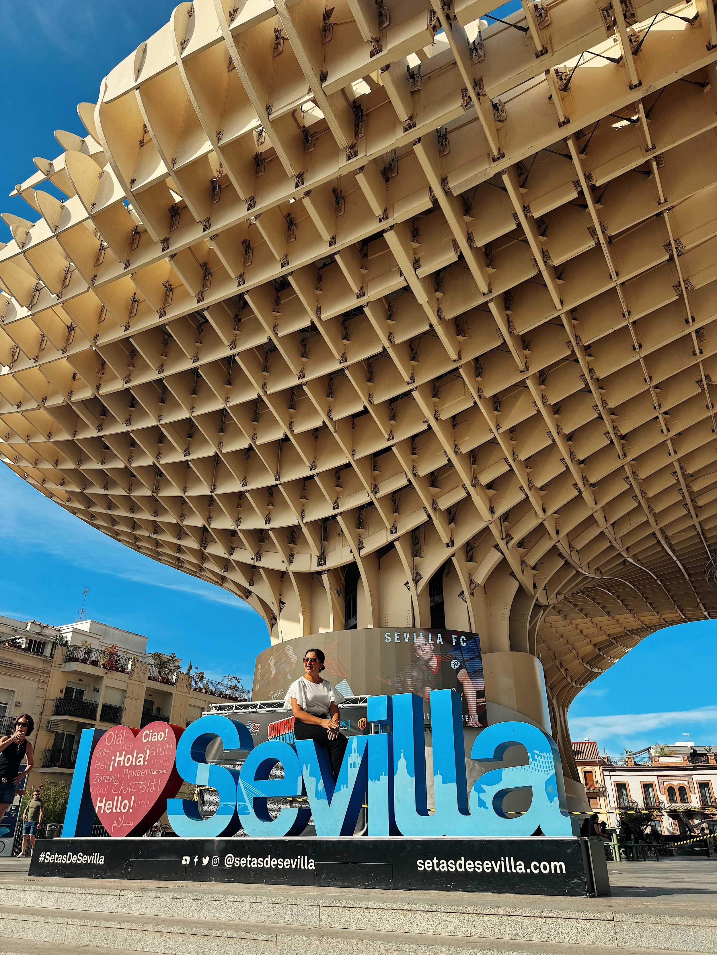 las setas is a modern piece of art in the city of sevilla and shouldn't be missed when visiting the city. at night, they sometimes have live music underneath the steps
