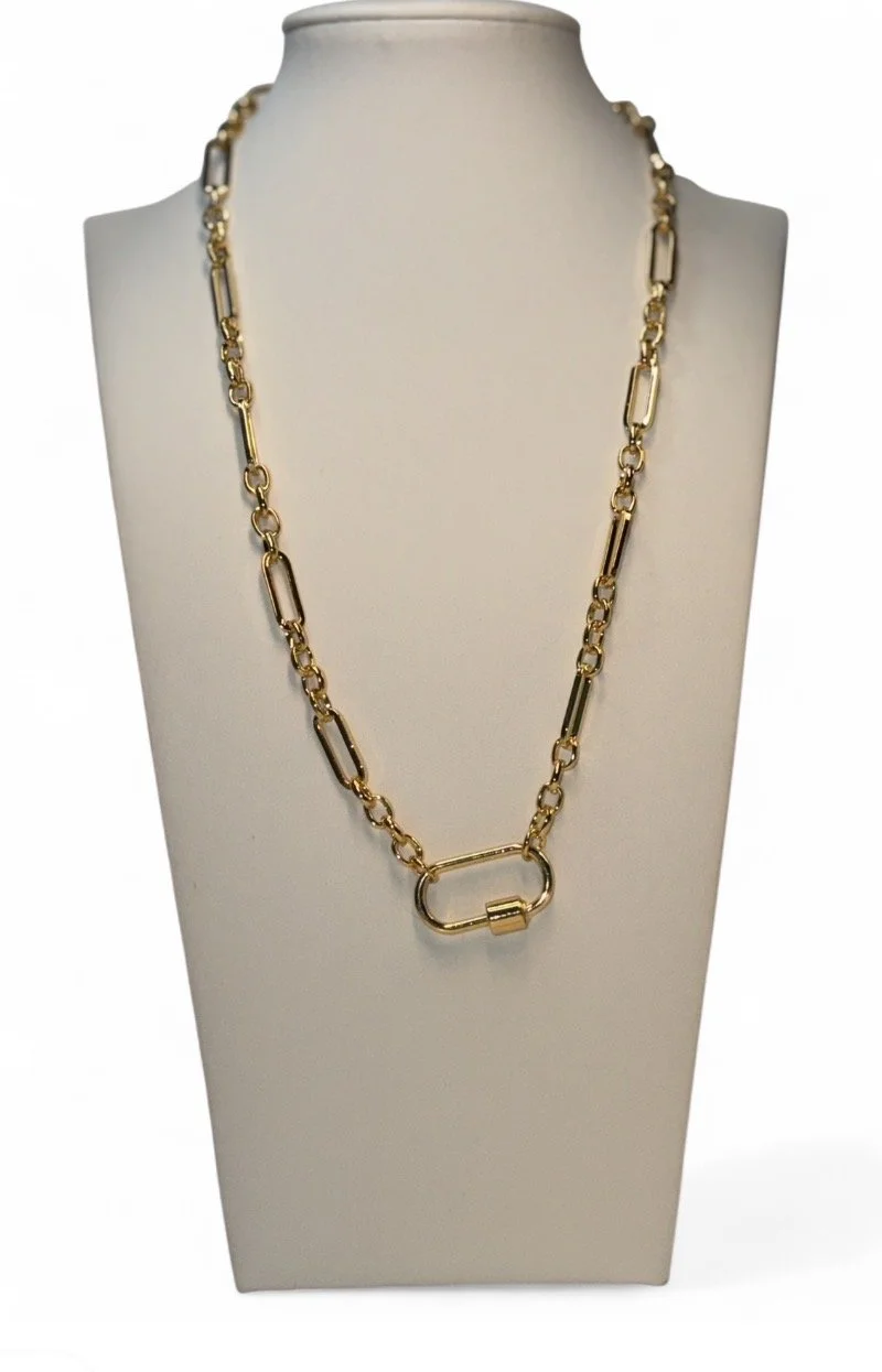 18” heavy gold plated paper clip chain  necklace