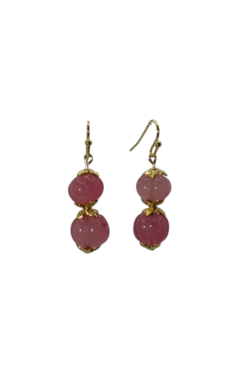 Pink Jade Beaded Earrings
