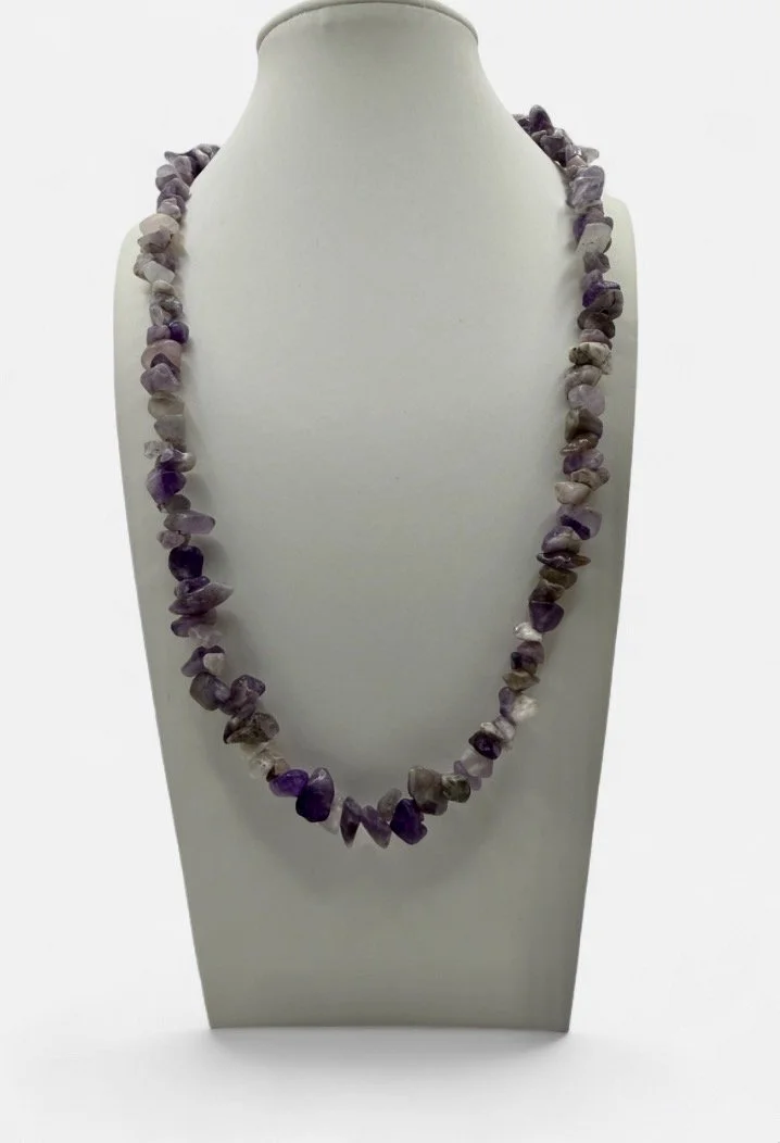 Amethyst chip beaded necklace