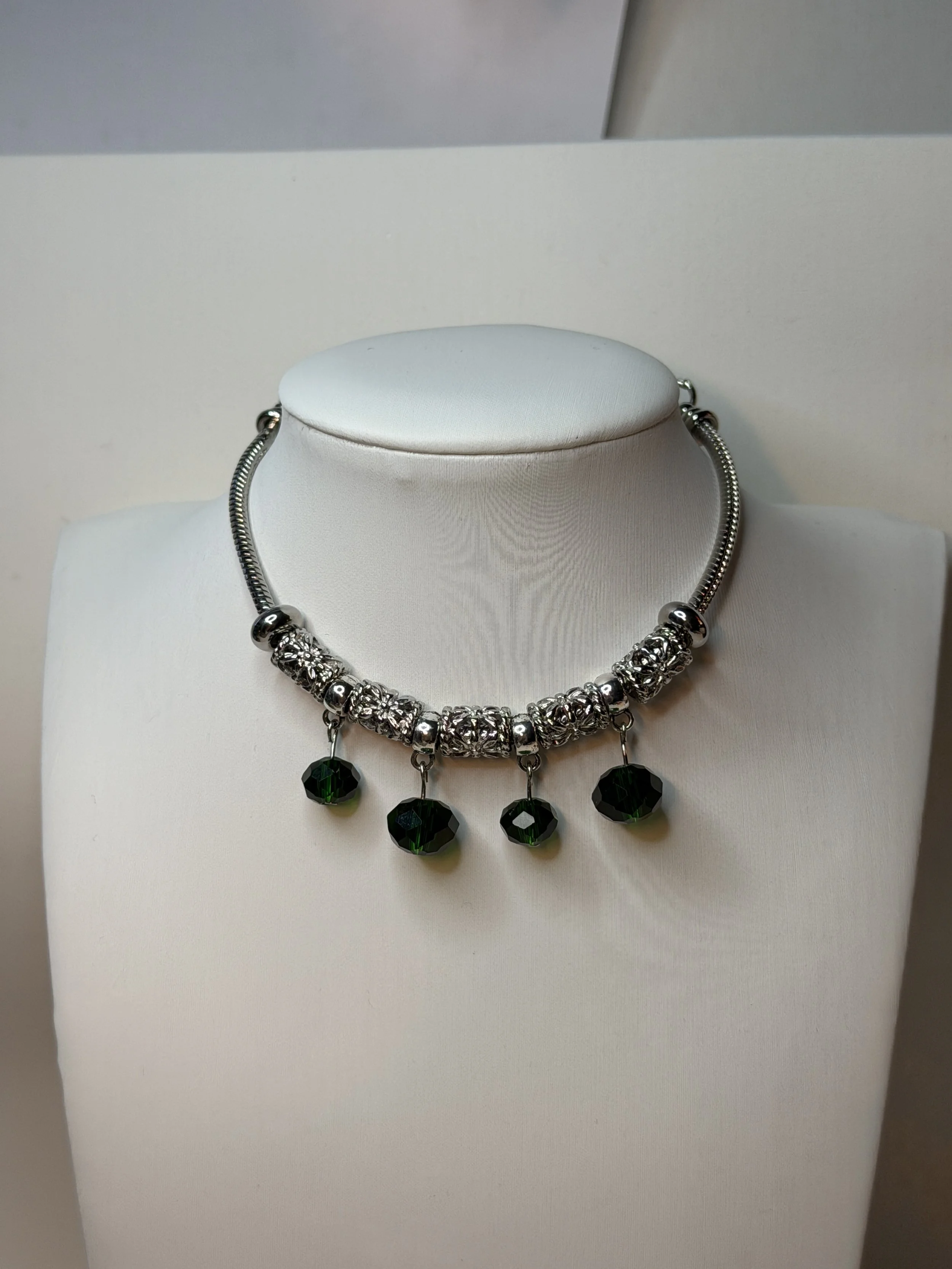 Silver and Green charm bracelet