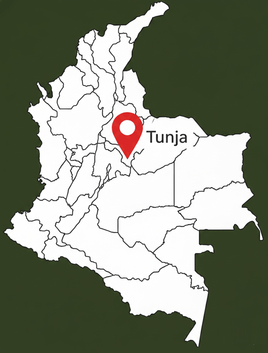 Mapa de Colombia con ubicación del servicio de fachadas en Tunja Boyacá