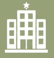 Edificio con estrella en la cima, en fondo verde