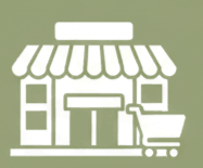 Tienda con fachada y carrito de compras en el frente