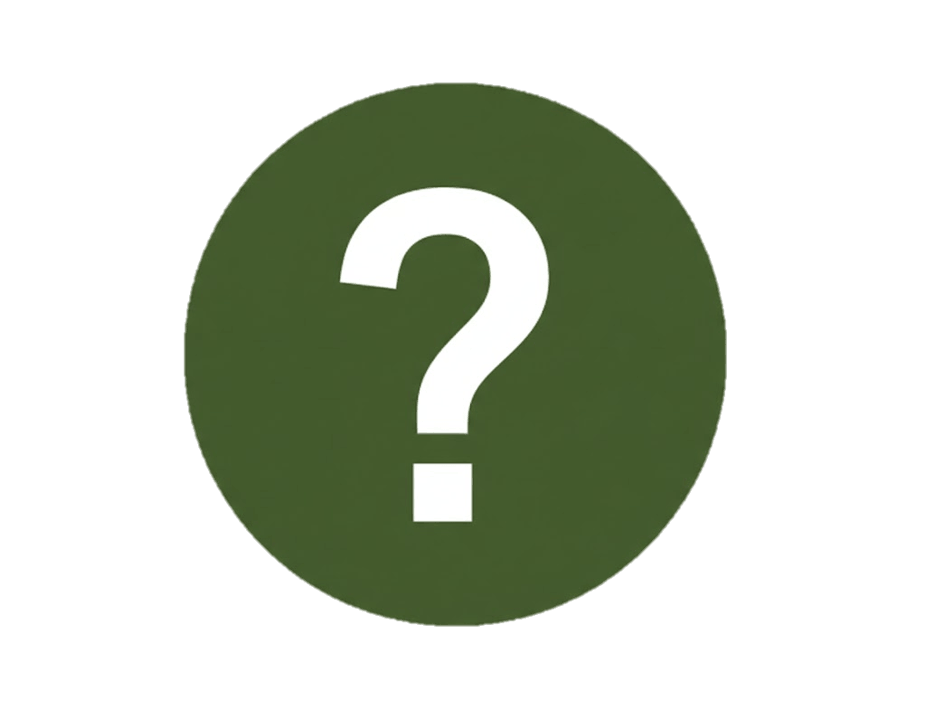 Círculo verde con signo de interrogación blanco en el centro