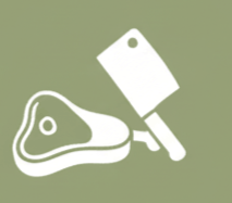 Carne de res y una tabla de cortar en un fondo verde