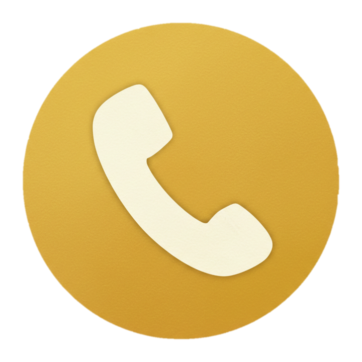 Icono de un teléfono en un círculo dorado.