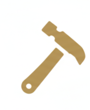 Martillo de carpintero con mango largo y cabeza de metal.