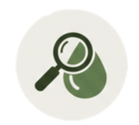 Lupa sobre una sustancia en forma de gota, posiblemente para análisis o inspección.