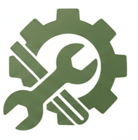 Icono de engranaje con una llave inglesa y un destornillador cruzados, representando mantenimiento o reparación.