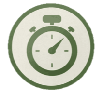 Un cronómetro verde en un fondo claro.