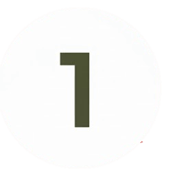 Número uno en color verde sobre fondo blanco circular