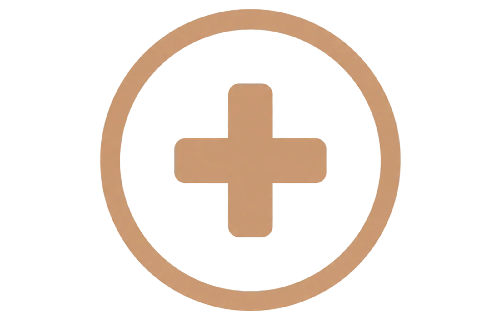 Icon of a plus sign inside a circle, resembling a medical or health symbol.