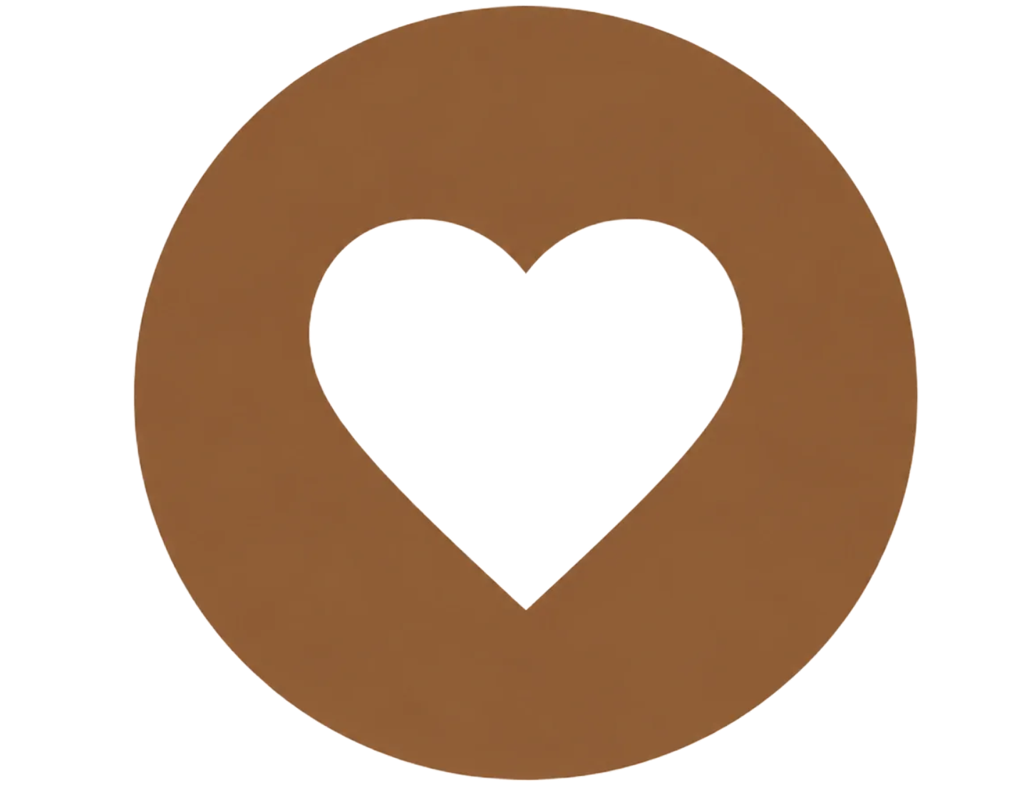 A brown doughnut-shaped object with a heart-shaped hole in the center.