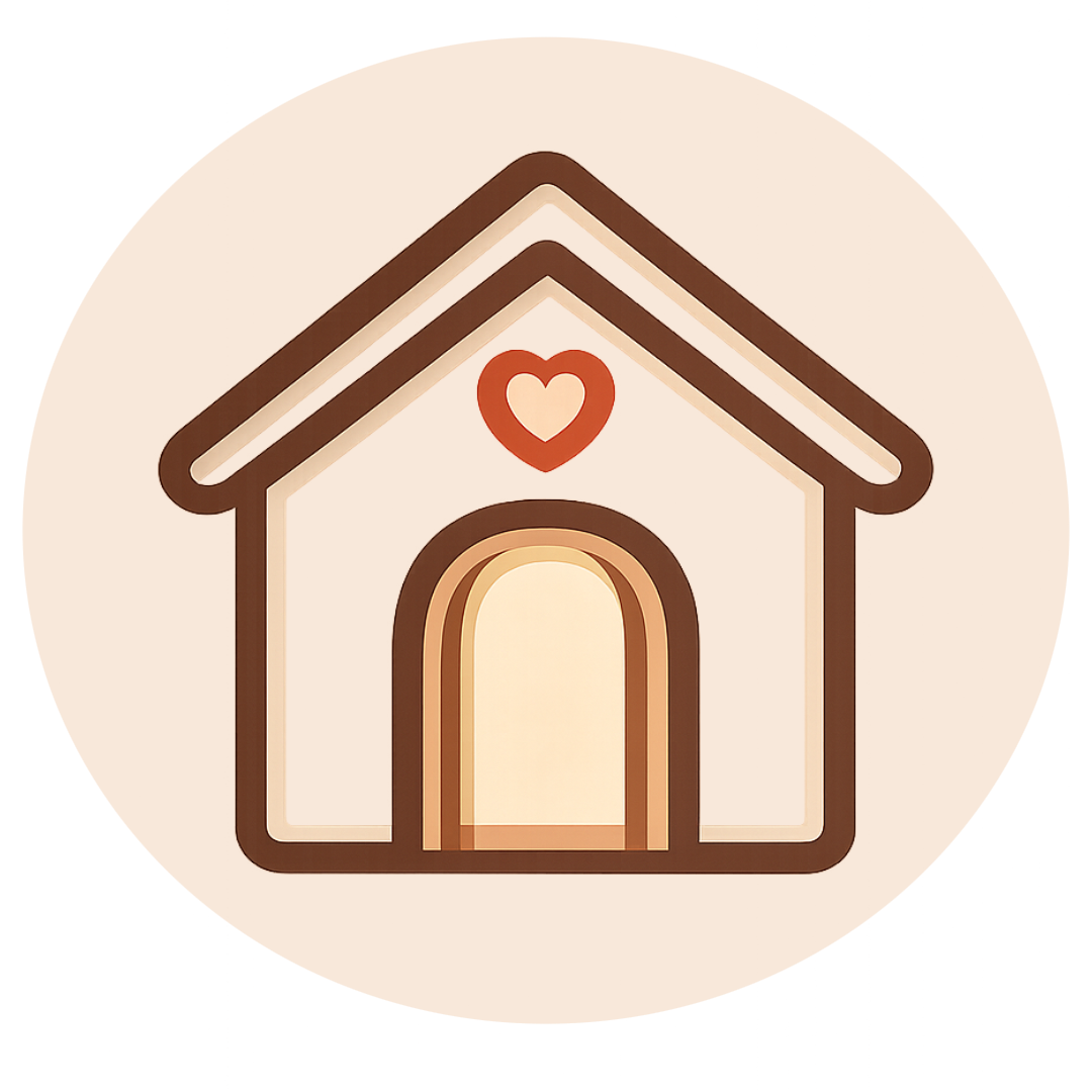 Illustration of a house with a red heart above the door.