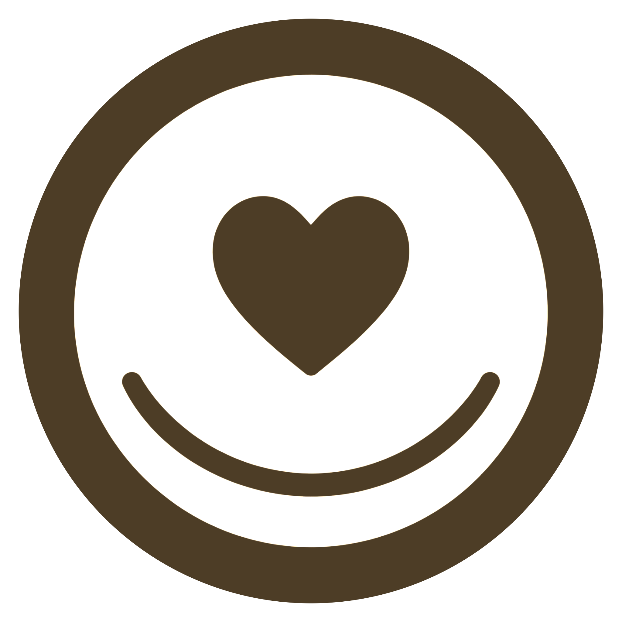 Close-up of a stylized Gudetama character, a yellow egg yolk with a heart-shaped face and a brown shell outline, on a white circular background.