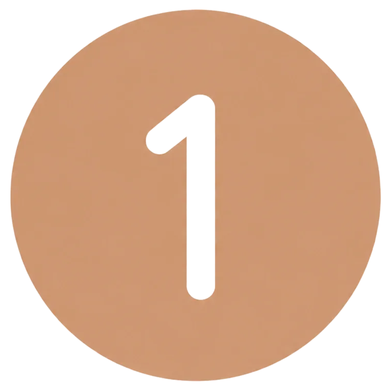 A circular beige background with a black number 1 in the center.