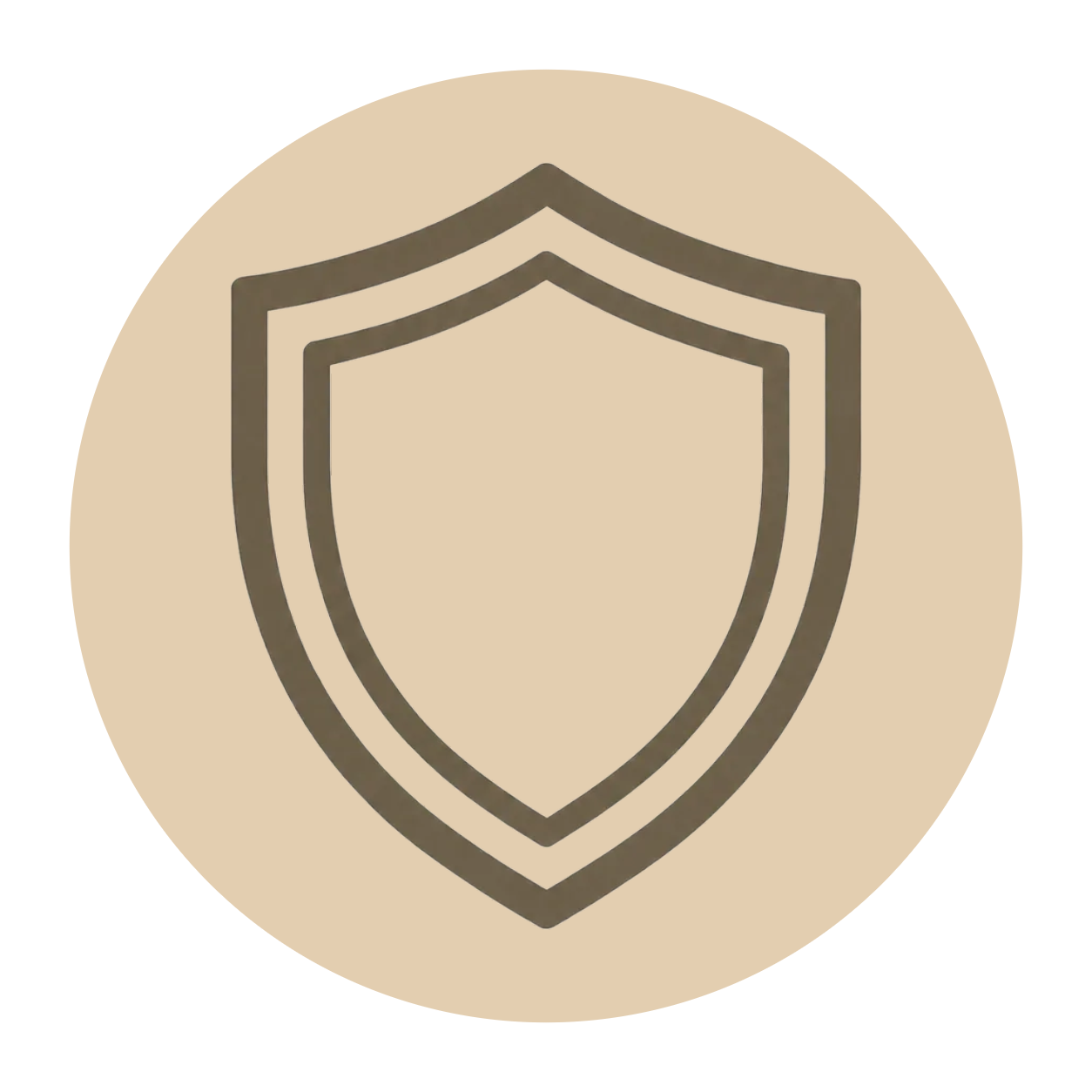 Icon of a shield with an outline, representing protection or security.