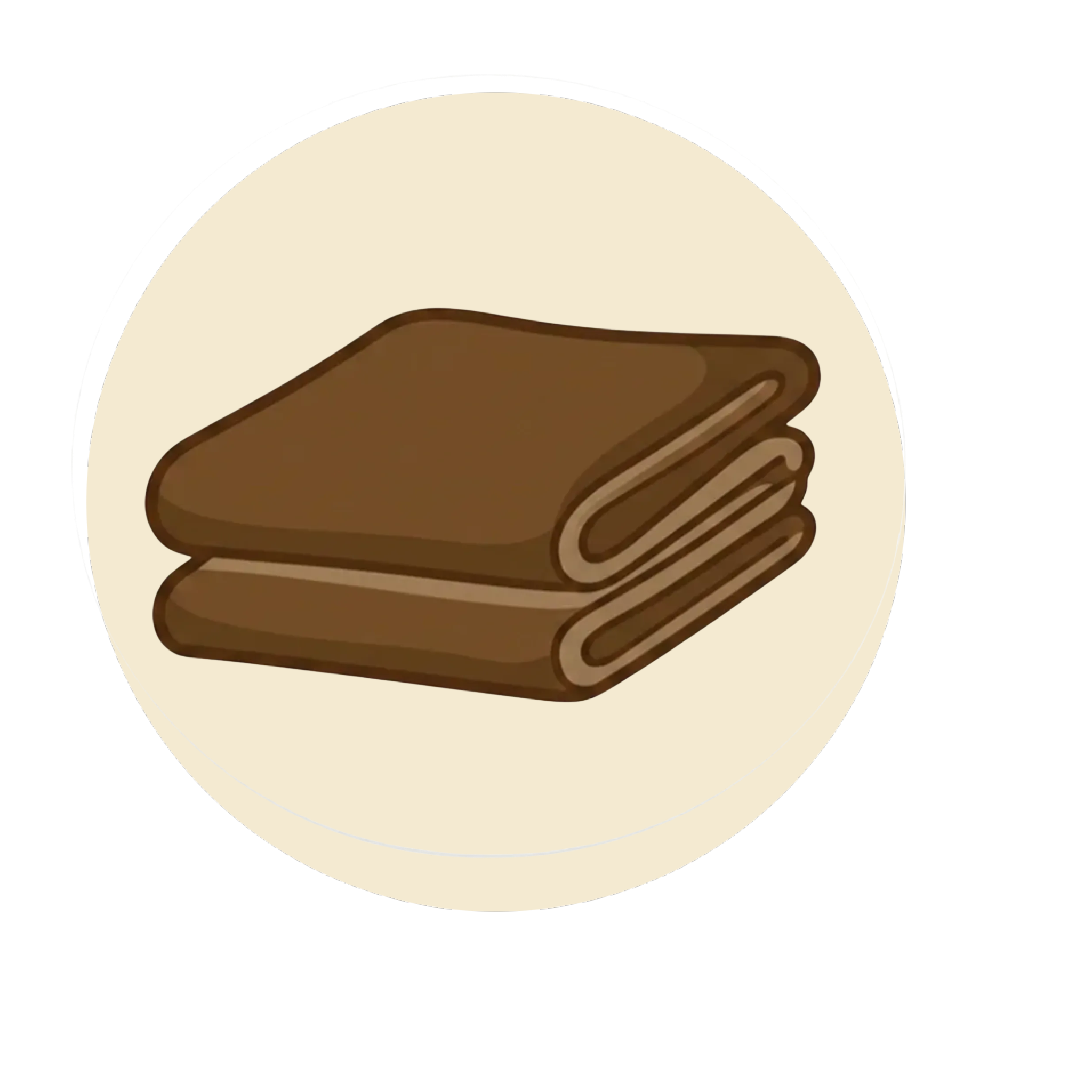 Close-up of a cartoon stack of brown pancakes with a pat of melting butter on top, on a beige plate.