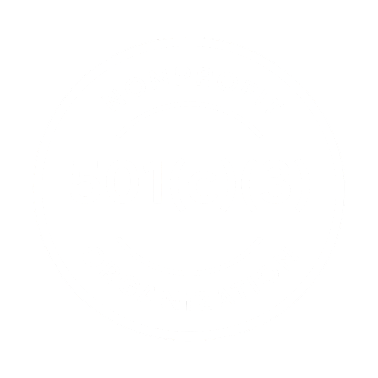 Nonprofit organization badge indicating 501(c)(3) status with a circular design in black and white.
