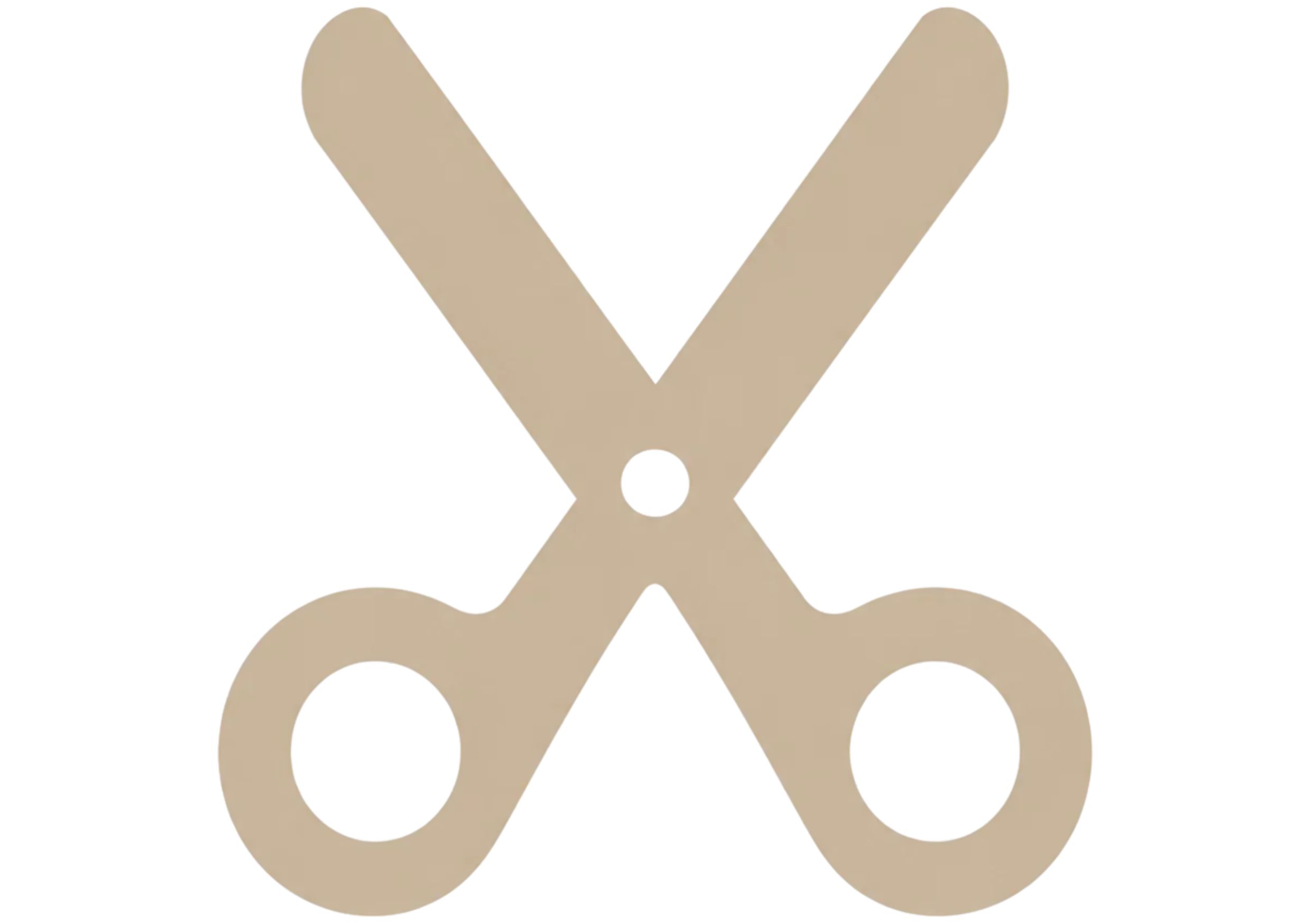 Outline of a pair of scissors in beige color.