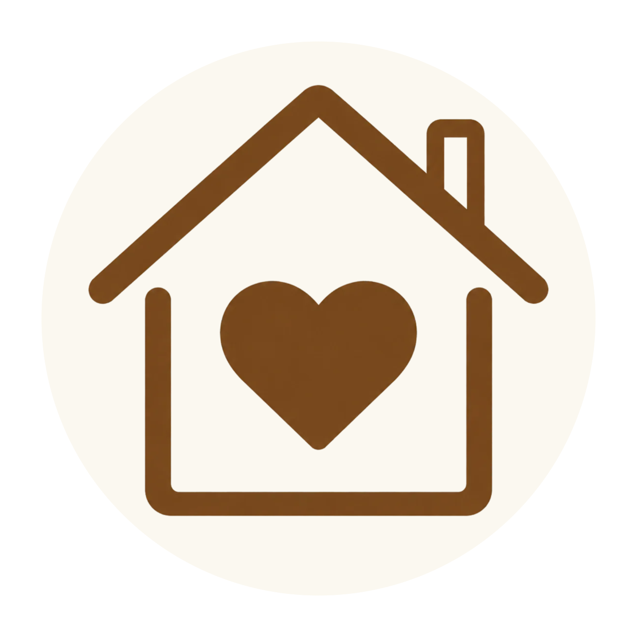 Icon of a house with a heart inside it, representing home and love.