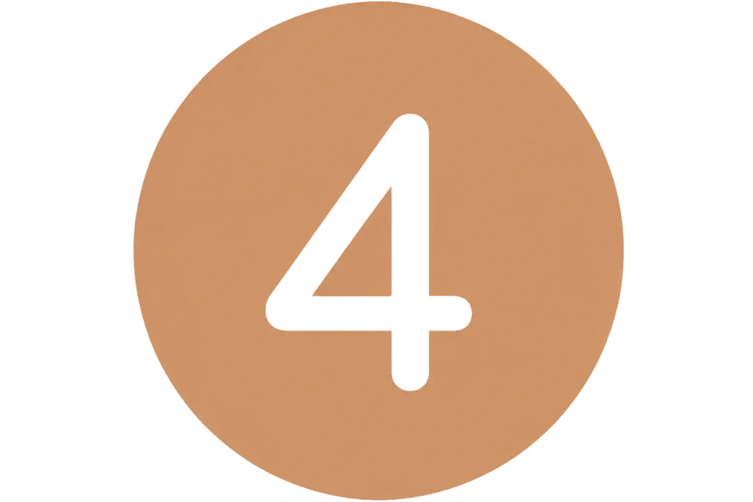 Number four icon on a brown circular background.