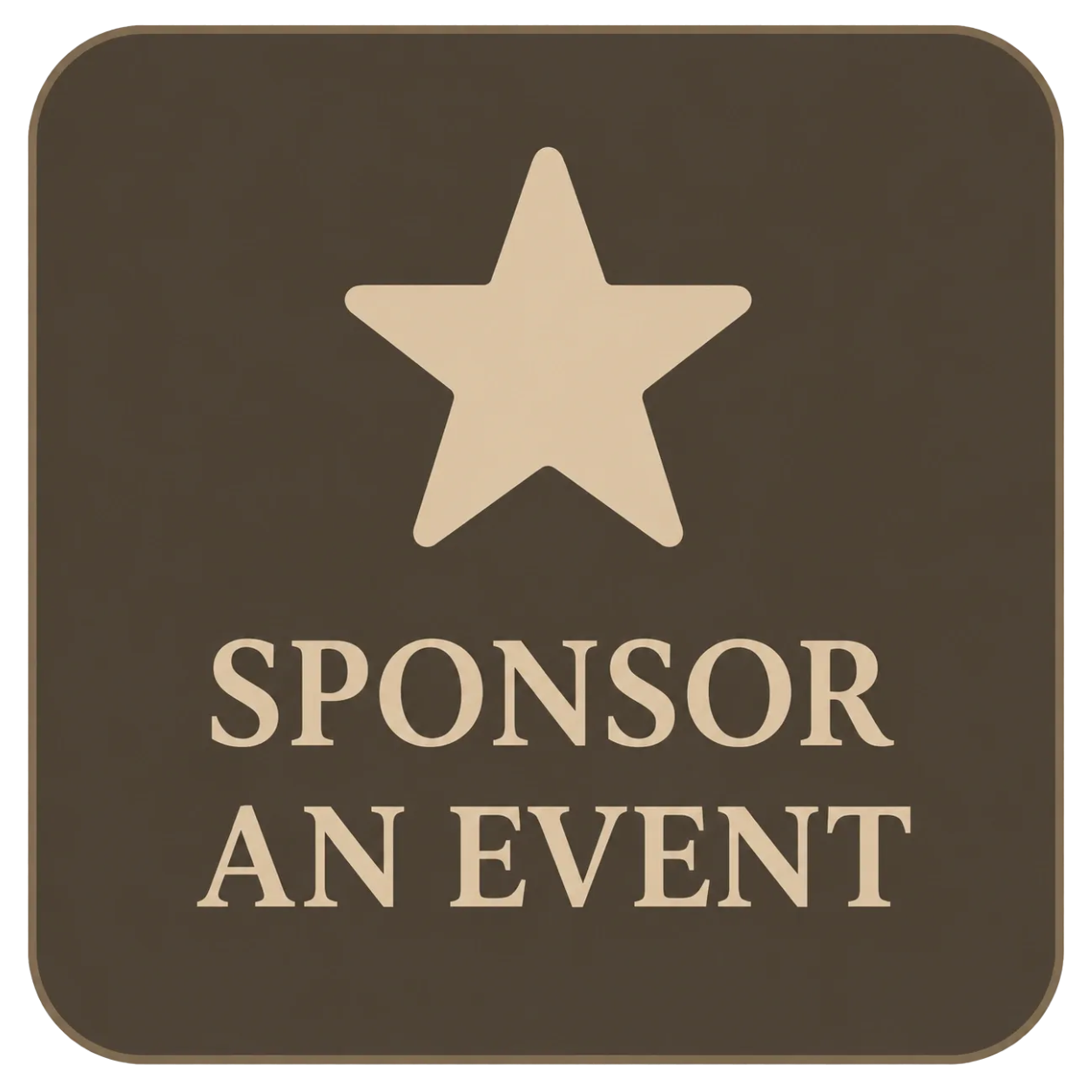 A badge with a star at the top and the text "Sponsor an Event" below, on a dark background.