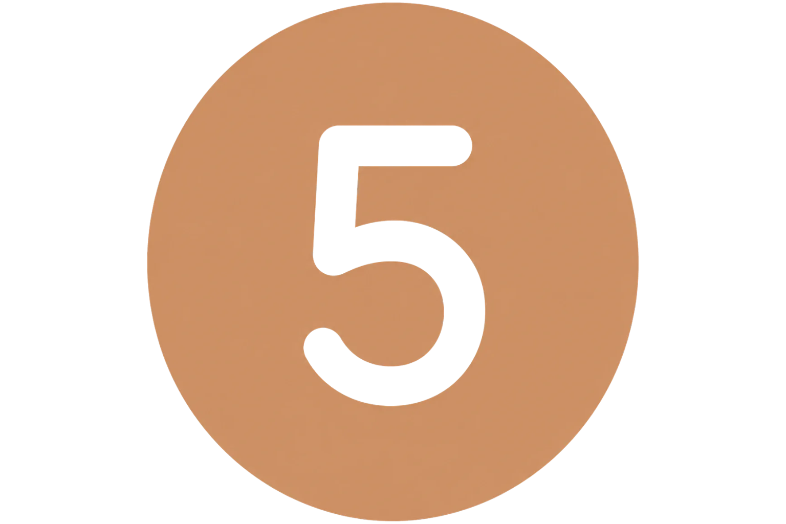 A large beige calendar icon with the number 5 in red at the center.