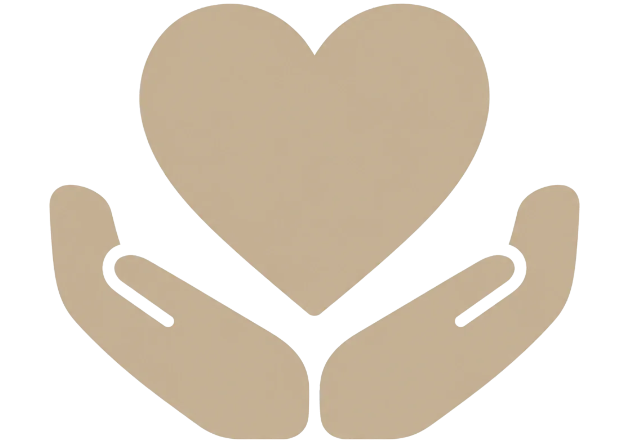 Illustration of three beige hands forming a heart shape.