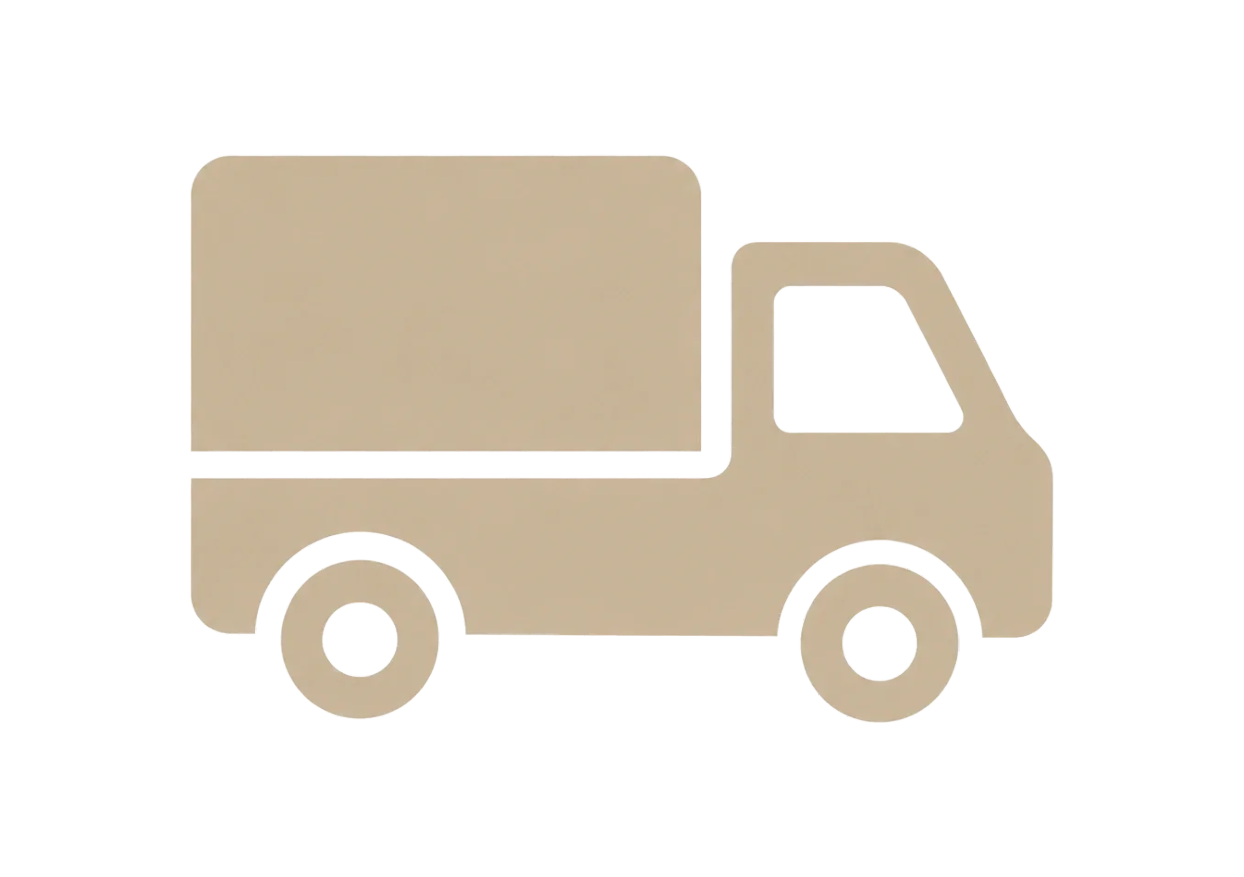 A beige toy truck with four wheels and a rectangular cargo area.