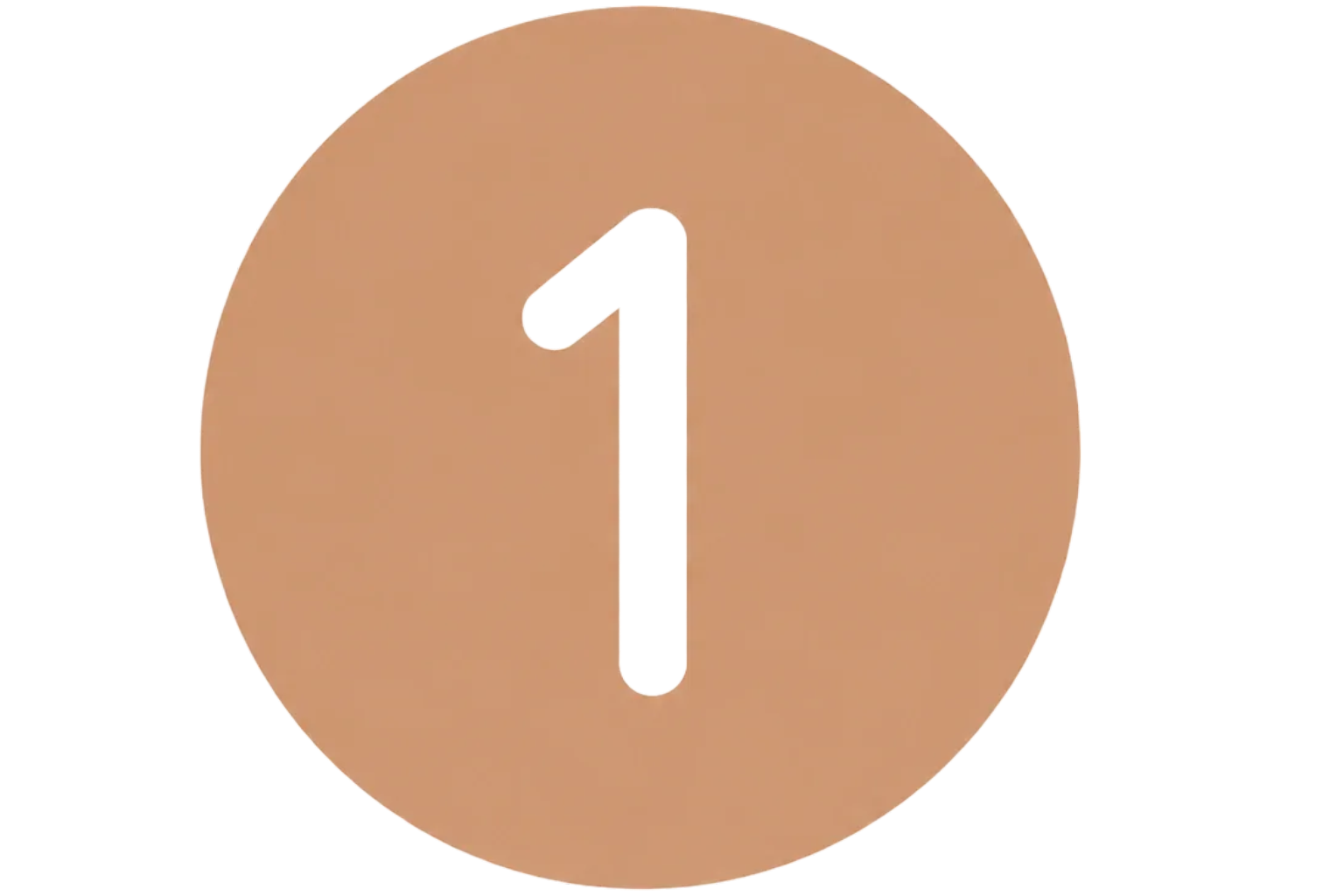 Number one on a beige circular background.