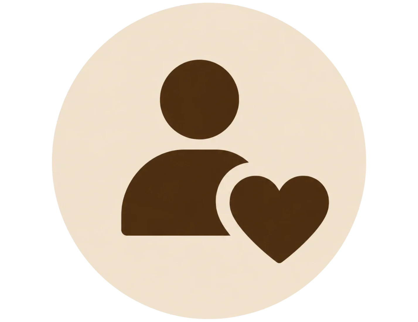 Icon depicting a person with a heart, symbolizing care or love.