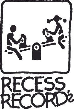 Drawing of two children playing on a see-saw with a pole in between, with the words 'Recess Record' below.
